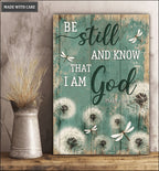 Vertcal Blue Dragonfly Be Still Wall Art