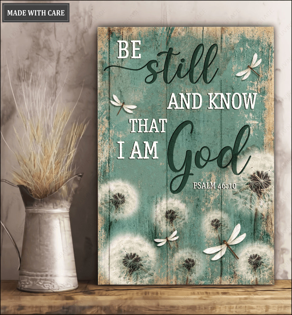 Vertcal Blue Dragonfly Be Still Wall Art