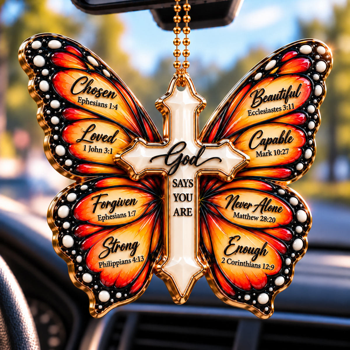 3D God Says You Are Butterfly Cross Ornament – Christian Faith Gift