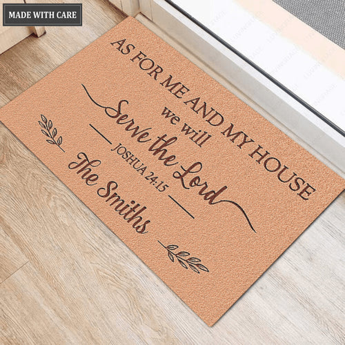 As For Me And My House We Shall Serve the Lord Personalized Doormat