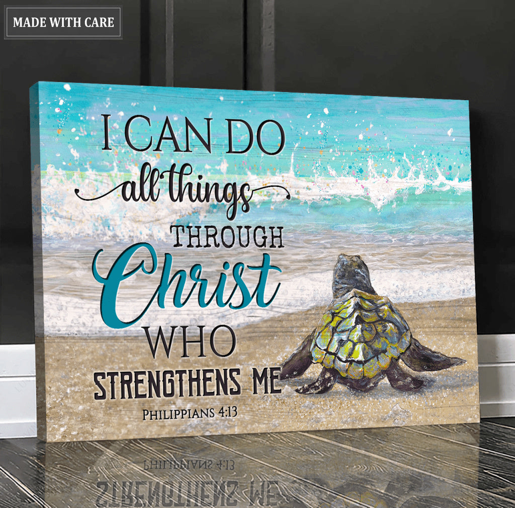 Baby Sea Turtle I Can Do All Things Wall Art
