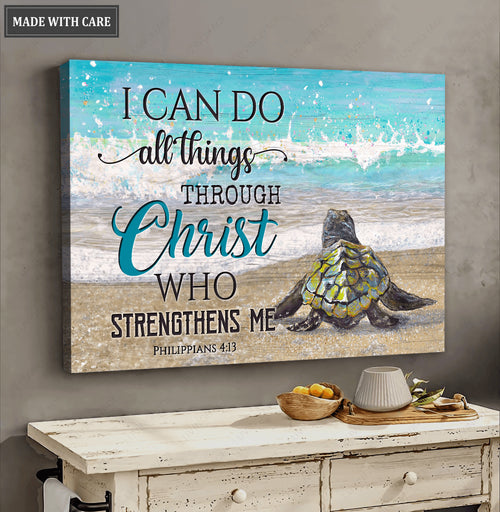 Baby Sea Turtle I Can Do All Things Wall Art