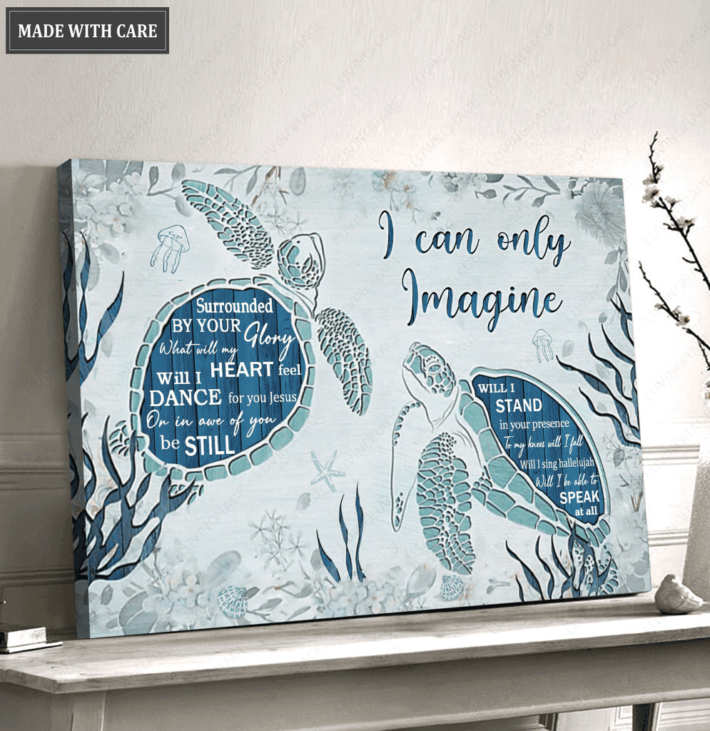 Blue Turtle Surrounded By Glory Canvas Wall Art