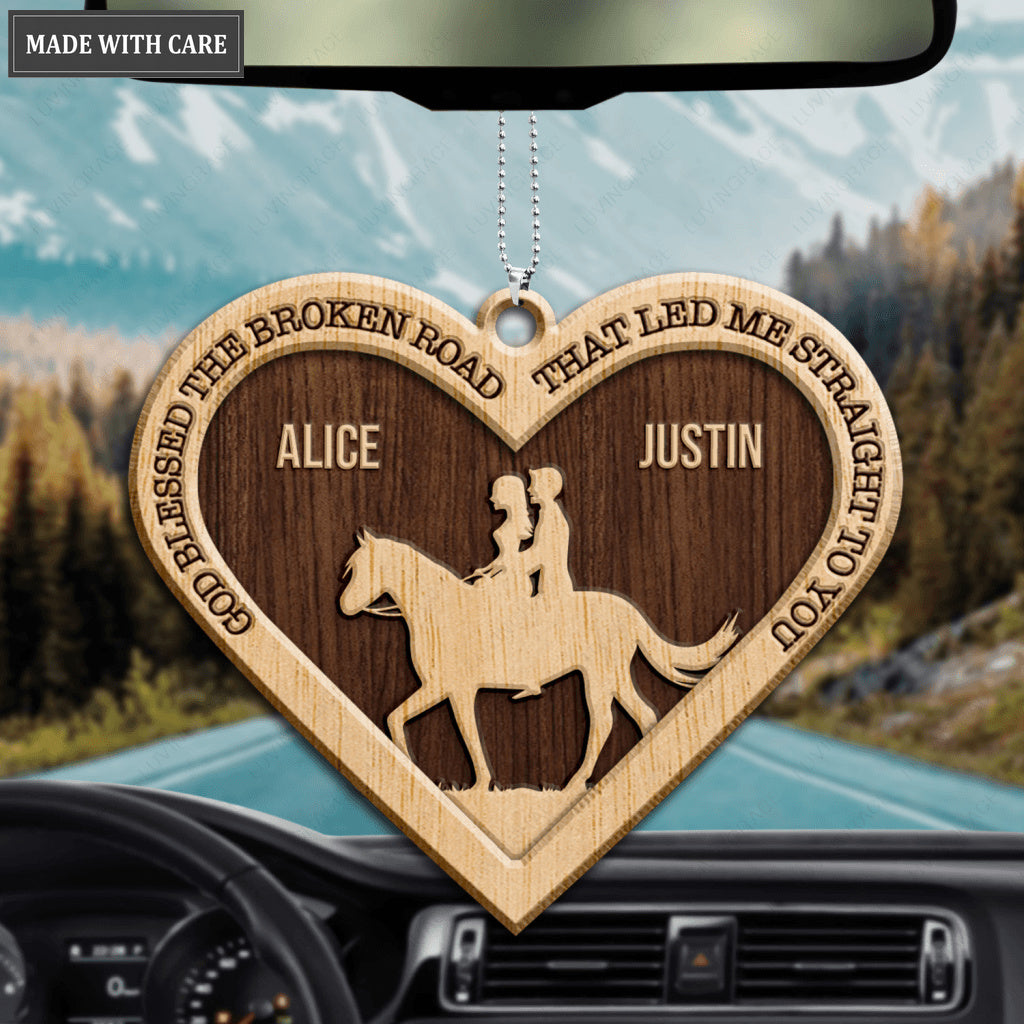 Farm Love Horse Cowboy And Cowgirl God Blessed Personalized Wood Engraved Ornaments