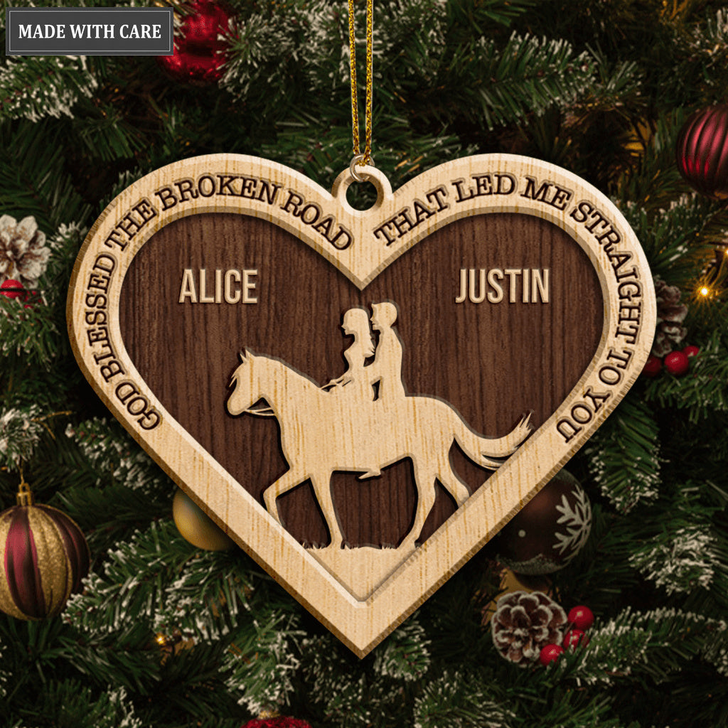 Farm Love Horse Cowboy And Cowgirl God Blessed Personalized Wood Engraved Ornaments