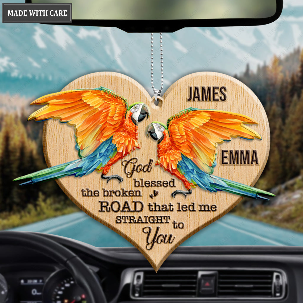 Parrot Couple God Blessed Personalized Wood Engraved Ornaments