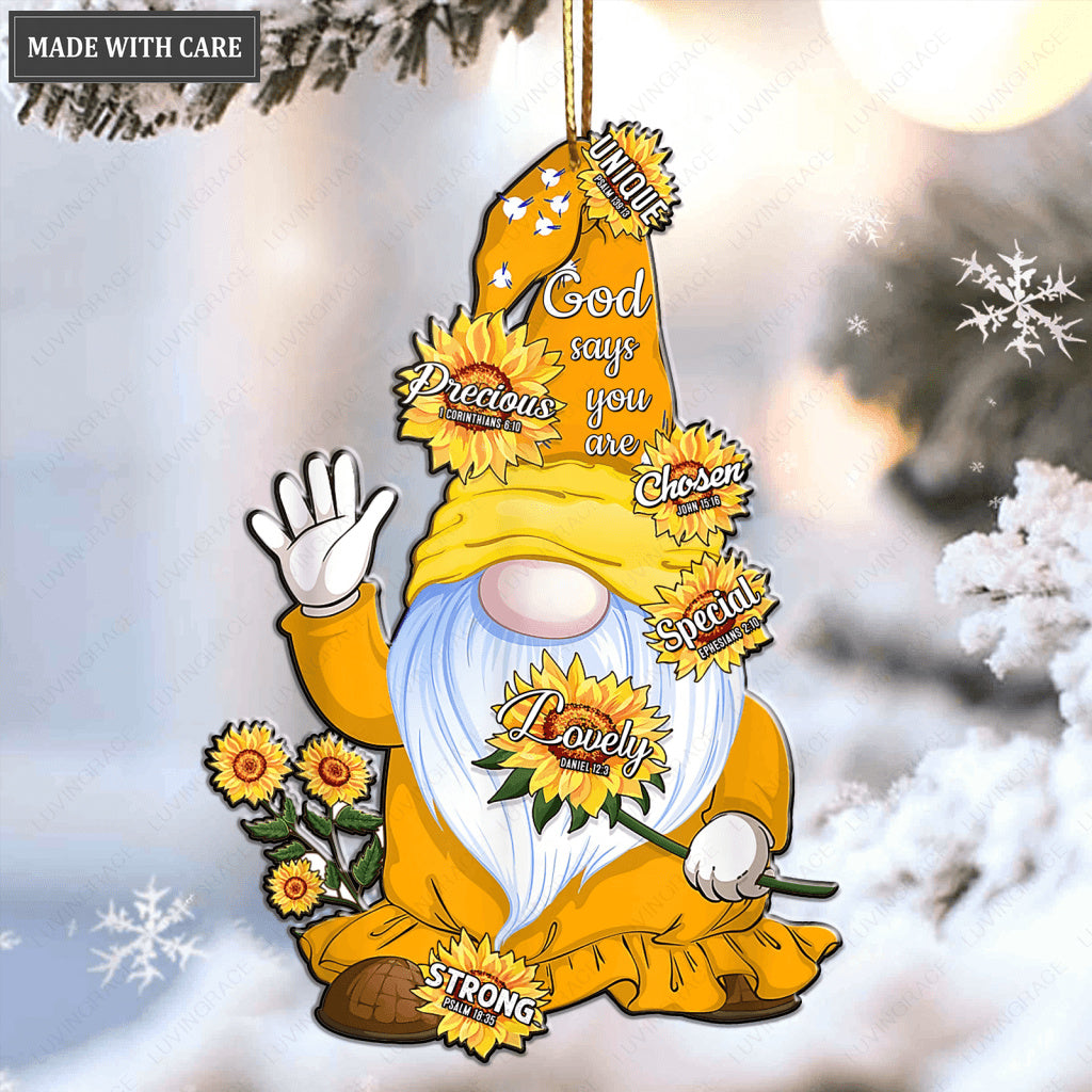 Sunflower Gnome God Says You Are Ornament
