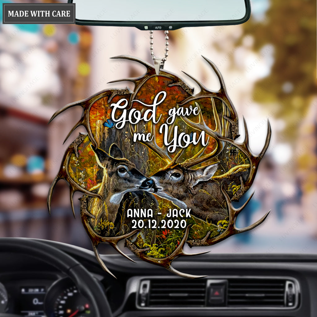 Deer Kiss God Gave Me You Personalized Ornament