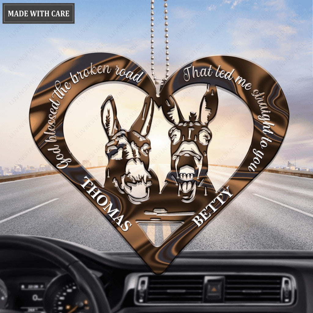 Donkey Couple God Blessed Personalized Ornament