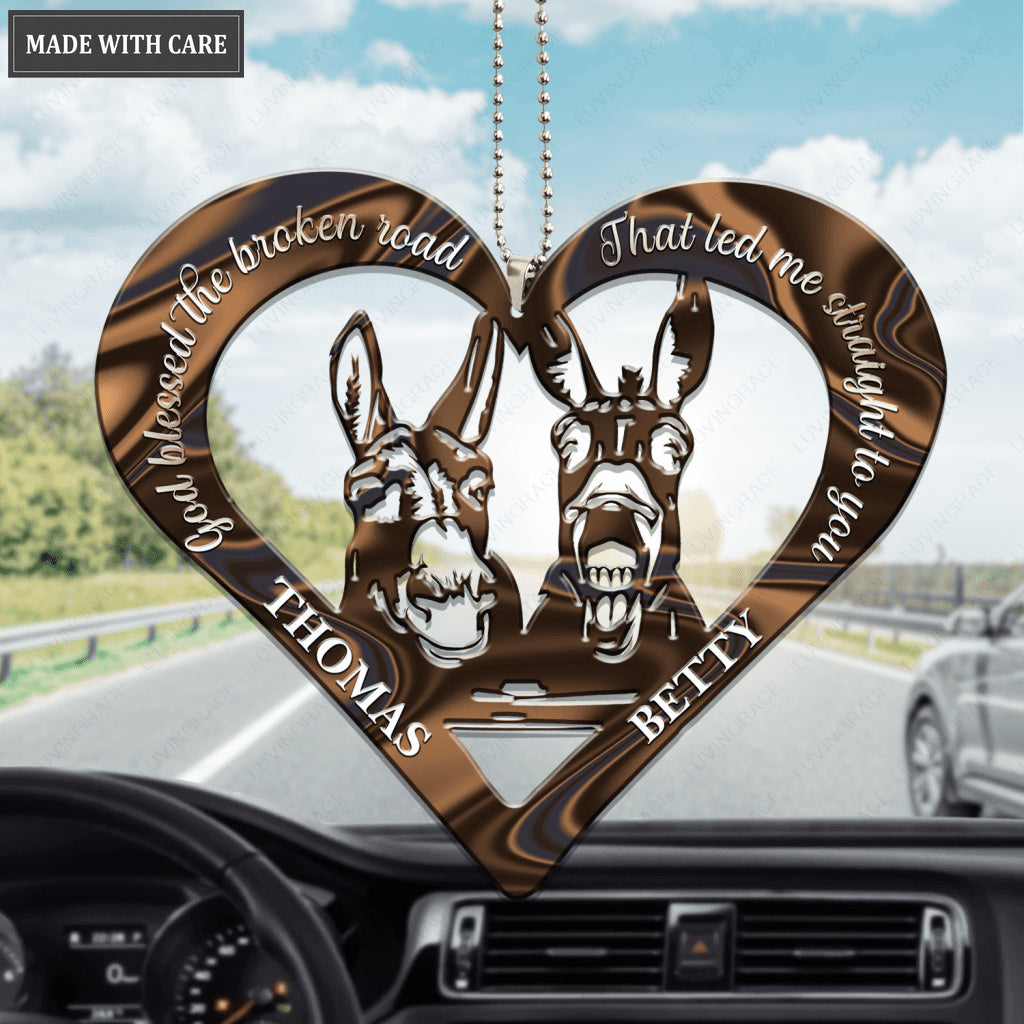 Donkey Couple God Blessed Personalized Ornament