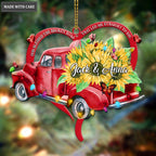 Sunflower Car With Heart God Blessed Personalized Ornament