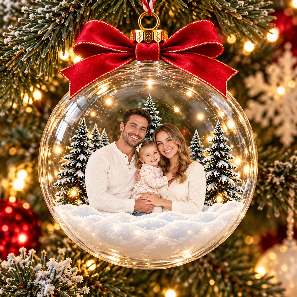 Christmas Snow Globe With Custom Photo – Personalized Ornament