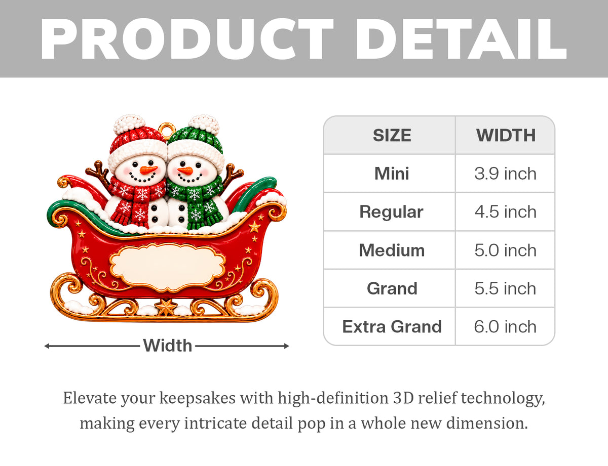3D Raised Personalized Snowman Christmas Ornament – Family Gift