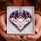 Couple Wolf Heart Personalized Ornament - Custom Names God Blessed Heart Wolf Couple Car Ornament Gift for Couples, Anniversary Gifts for Husband & Wife