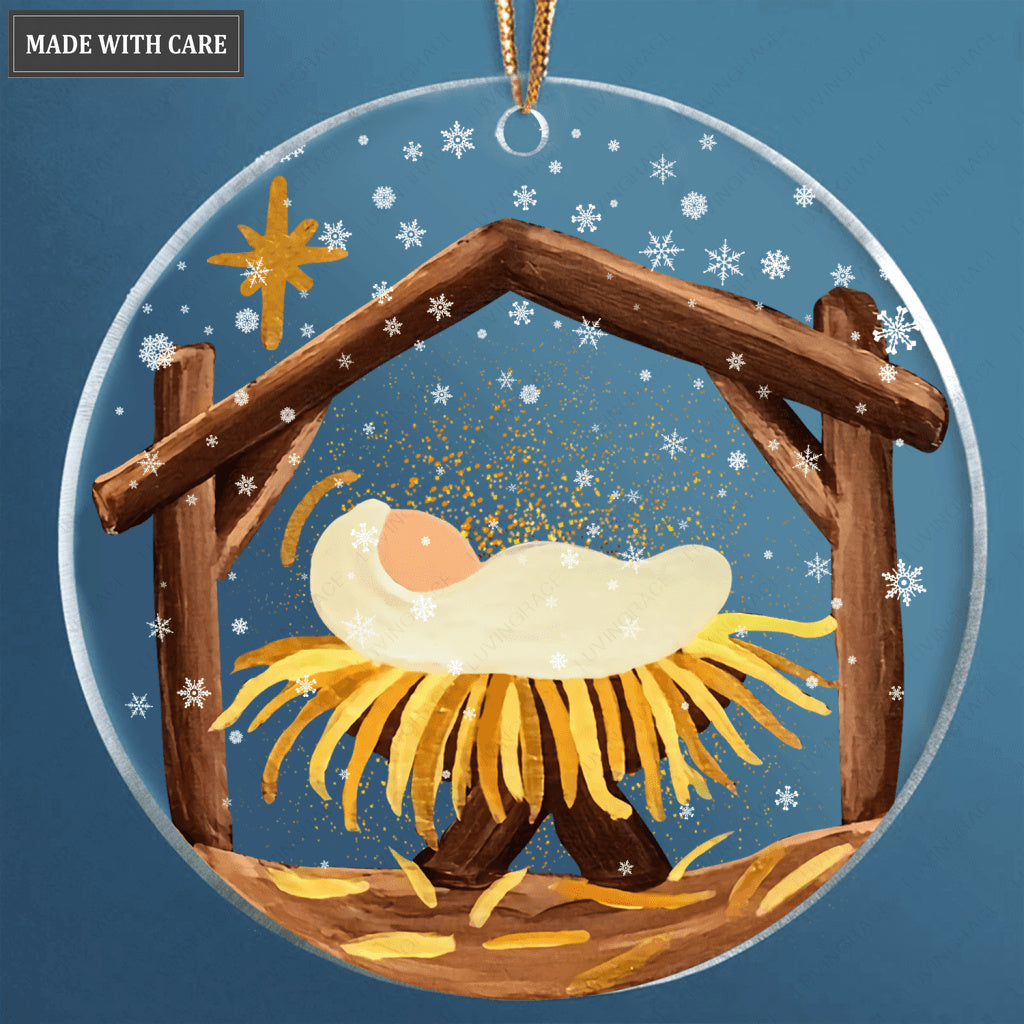 Snow Nativity Christmas Transparent Ornament