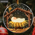 Snow Nativity Christmas Transparent Ornament