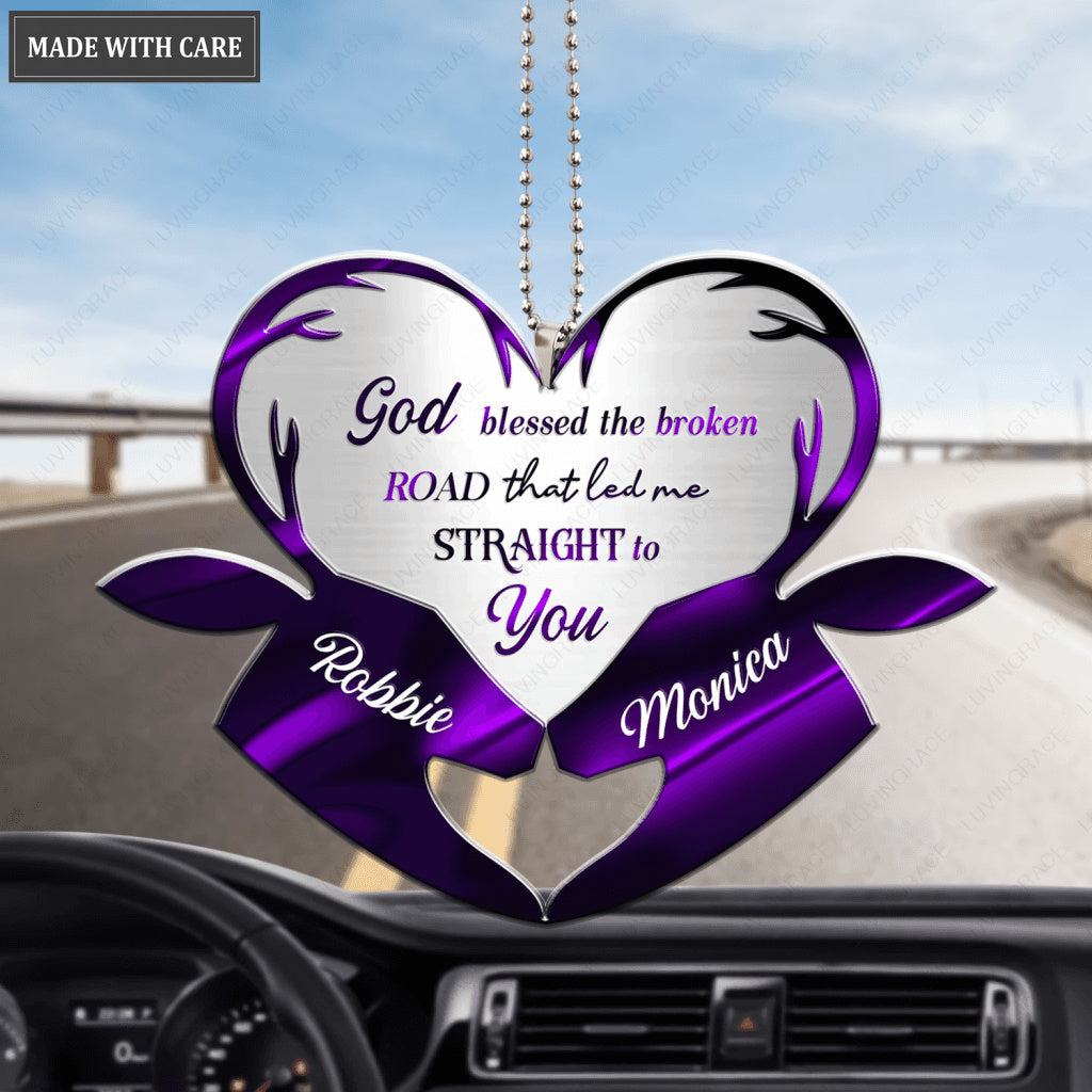 Purple Hologram Deers God Blessed Personalized Ornament