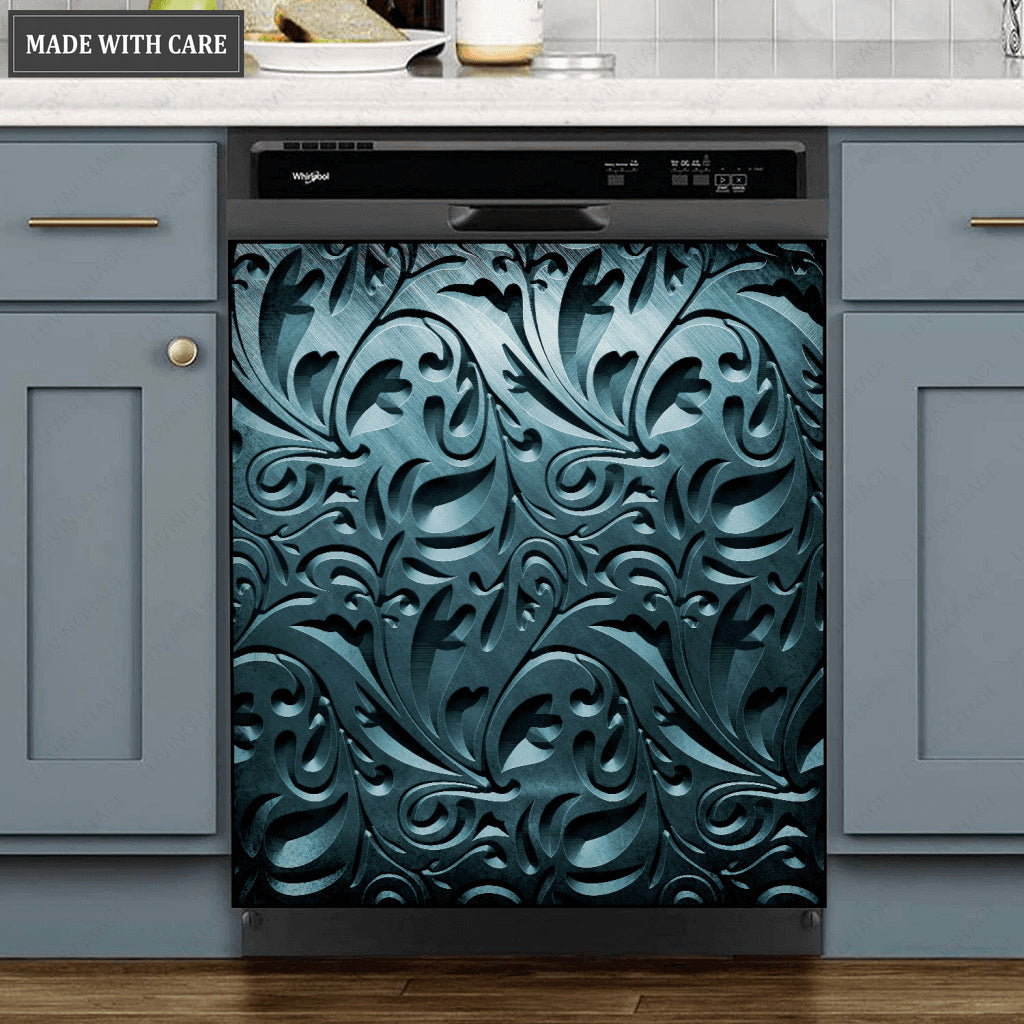 Kitchen Decor Dishwasher Magnet Cover Beautiful Dark Vintage Floral Design