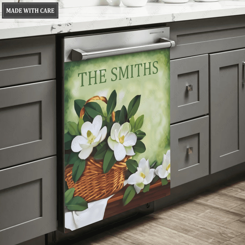 Kitchen Dishwasher Magnet Cover Beautiful White Flower
