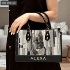 Monochrome Grainy Pet Digital Painting Portrait - Personalized Custom Leather Bag