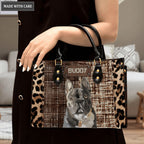 Vintage Fabric Mix Cheetah Pattern Pet Digital Painting Portrait - Personalized Custom Leather Bag