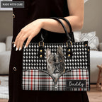 Zipper Plaid Mix Pet Digital Painting Portrait - Personalized Custom Leather Bag