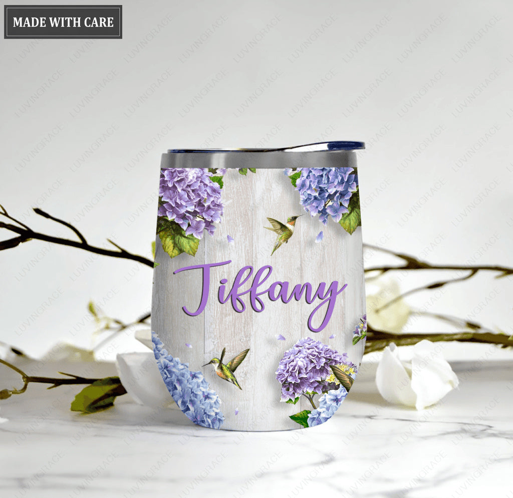 Hydrangea Hummingbird Be Still And Know Wine Tumbler