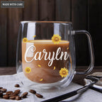 Personalized Sun Flower God Says You Are Doubled-Wall Glass Mug