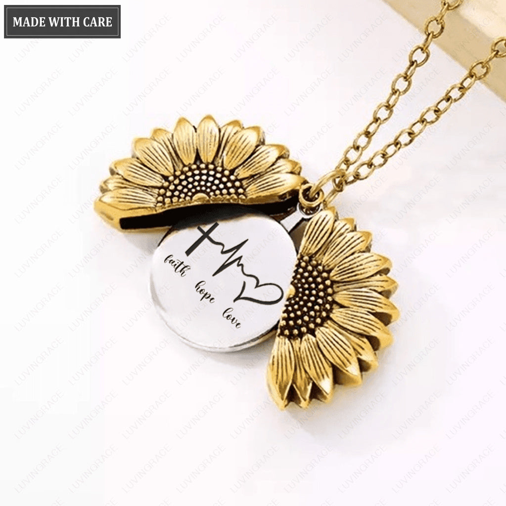 Sunflower Necklace Faith Hope Love
