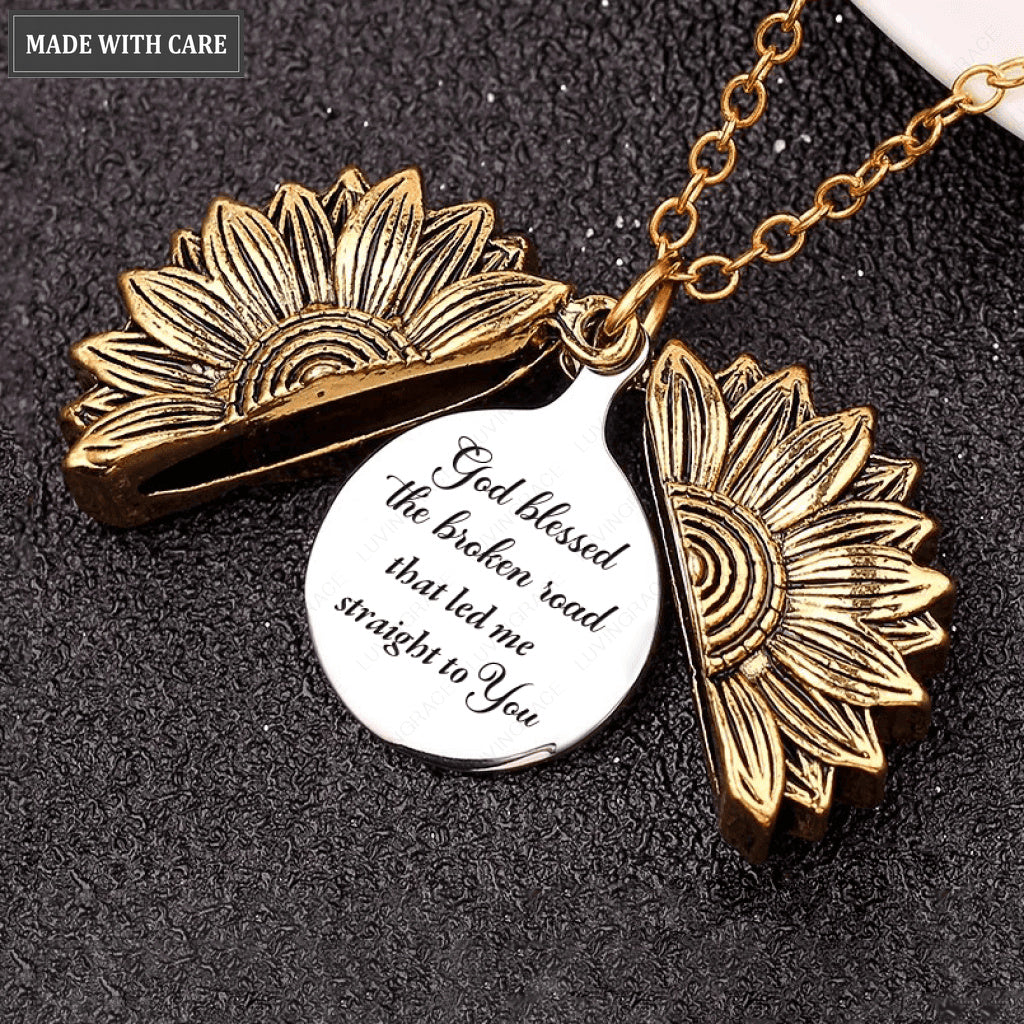 Sunflower Necklace God Blessed The Broken Road