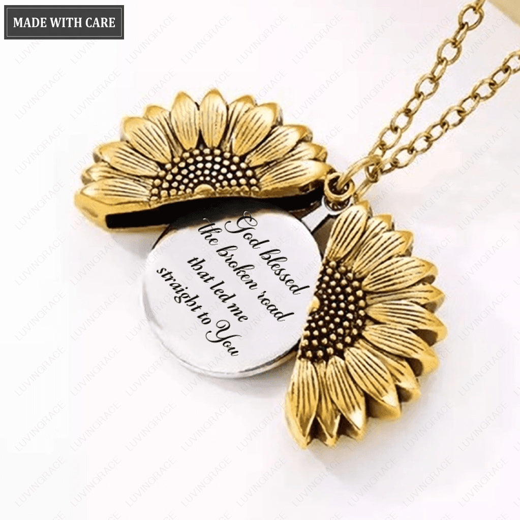 Sunflower Necklace God Blessed The Broken Road
