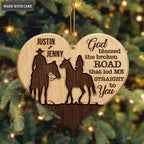 Heart Cowboy And Cowgirl God Blessed Personalized Wood Engraved Ornaments