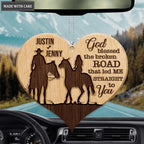 Heart Cowboy And Cowgirl God Blessed Personalized Wood Engraved Ornaments