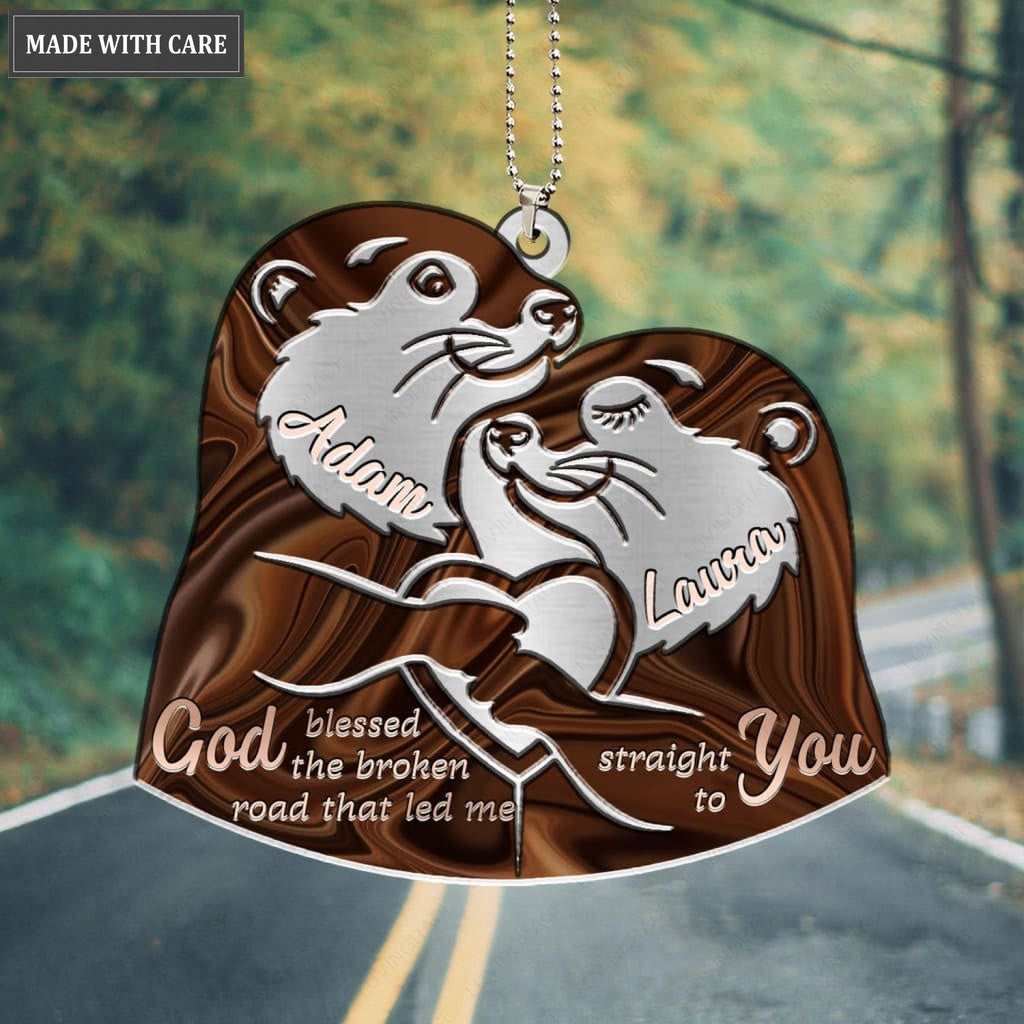 Luvingrace M100 Otter Couple God Blessed Personalized Ornament