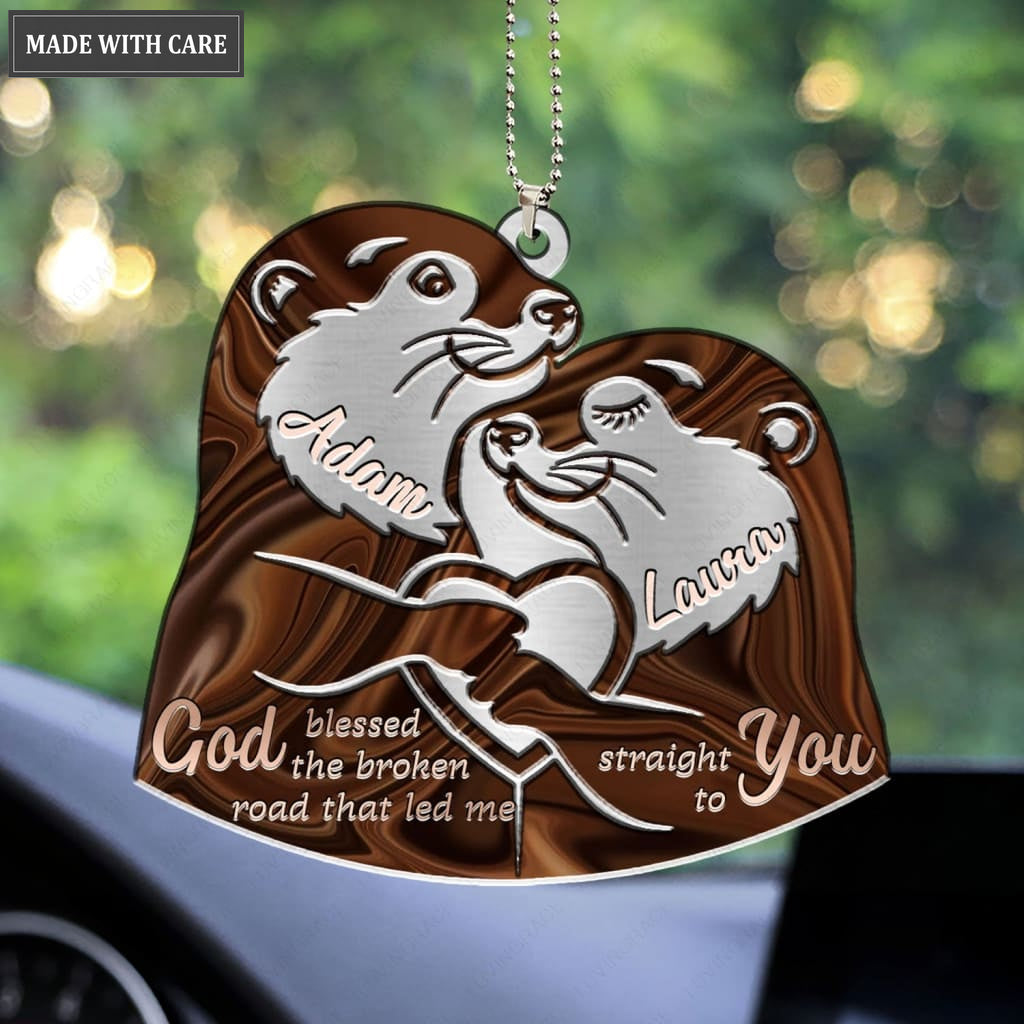 Luvingrace M100 Otter Couple God Blessed Personalized Ornament
