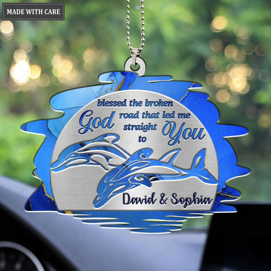 Luvingrace M102 Dolphin Couple God Blessed Personalized Ornament