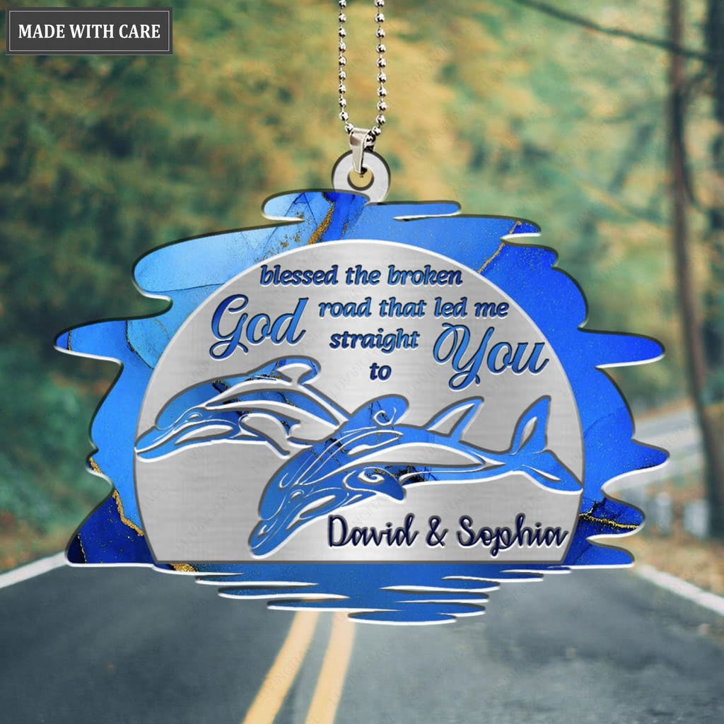 Luvingrace M102 Dolphin Couple God Blessed Personalized Ornament