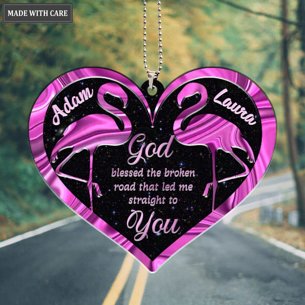 Luvingrace M103 Flamingo Couple God Blessed Personalized Ornament