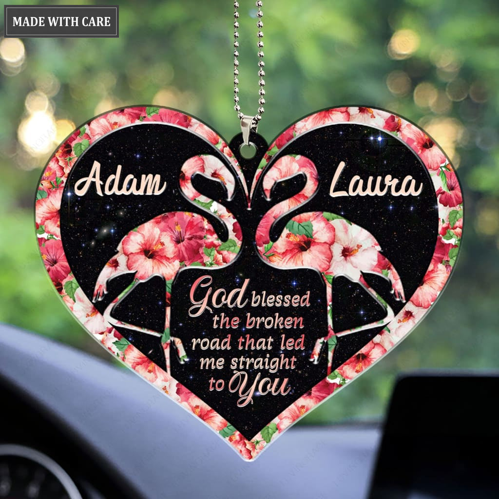 Luvingrace M98 Flamingo Couple God Blessed Personalized Ornament