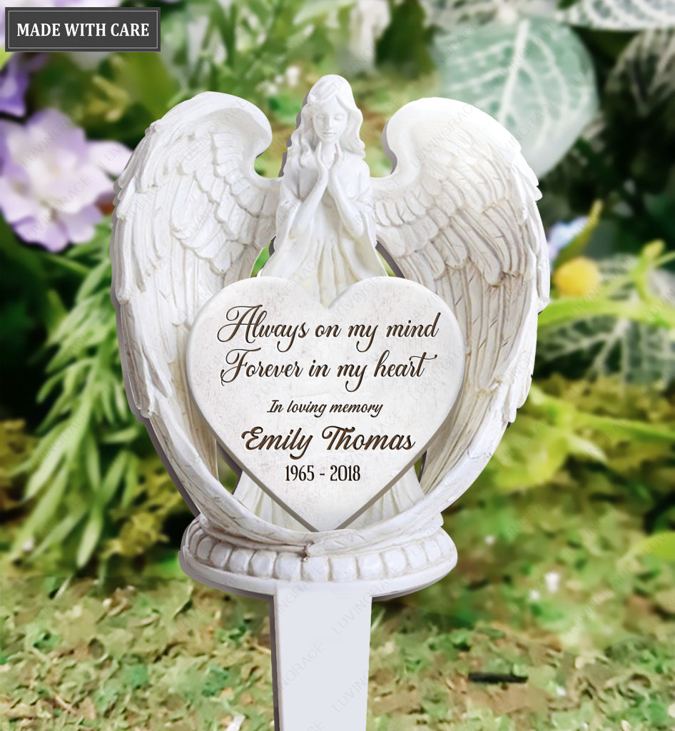 Angel Heart Stone Memorial Plaque Stake