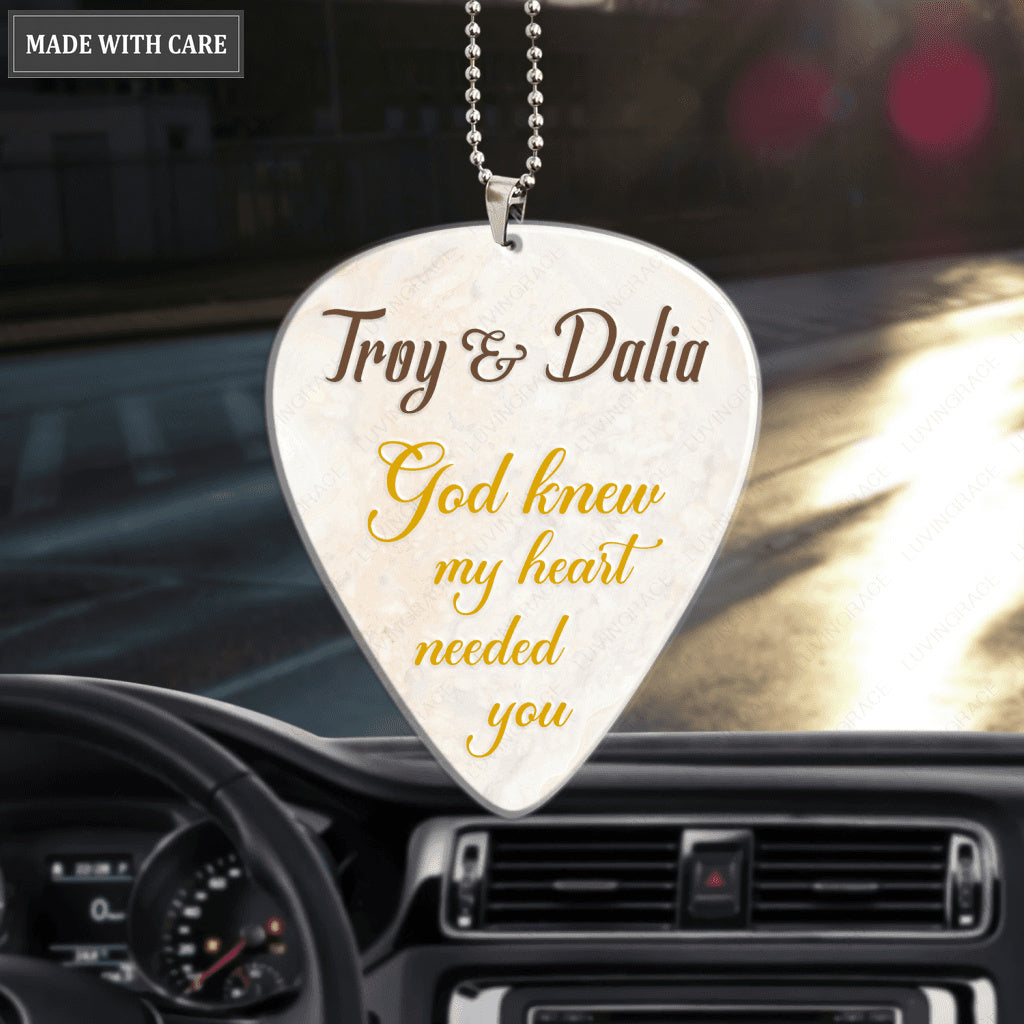 Personalized Guitar Pick For Couple Blessed By God Ornament