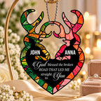Personalized Names Deer Heart God Blessed Ornament – Christian Couple Gift