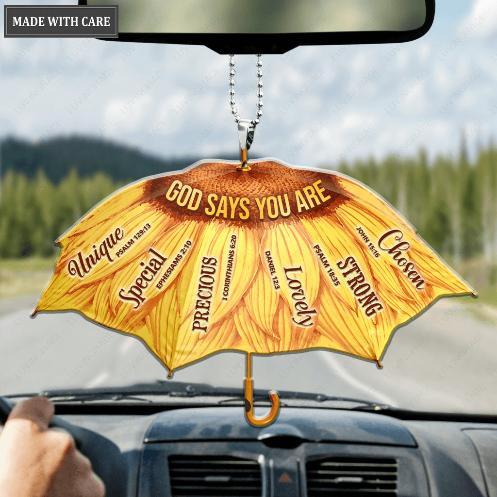 Sunflower Umbrella God Says You Are Ornament