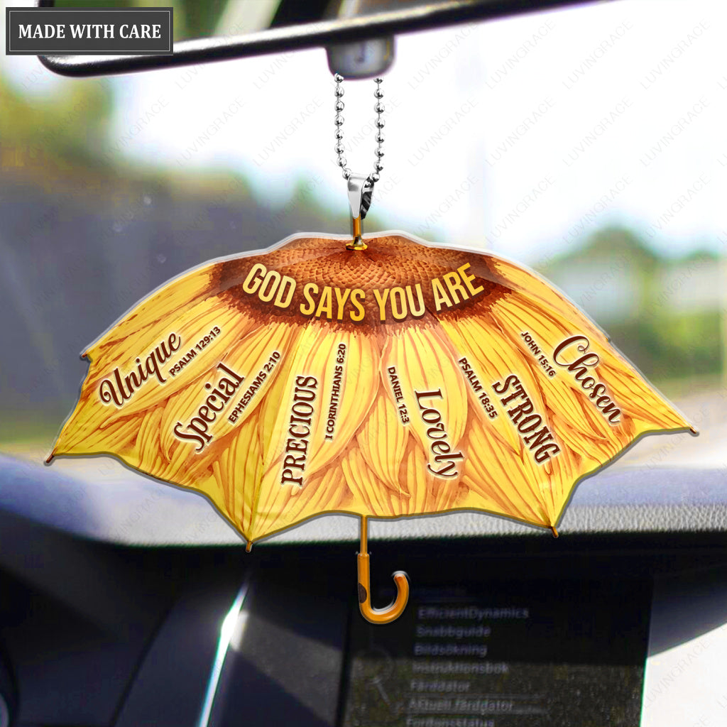 Sunflower Umbrella God Says You Are Ornament
