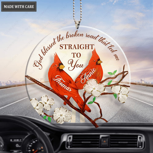 Cardinals On A Branch God Blessed Personalized Ornament