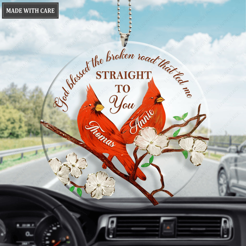 Cardinals On A Branch God Blessed Personalized Ornament
