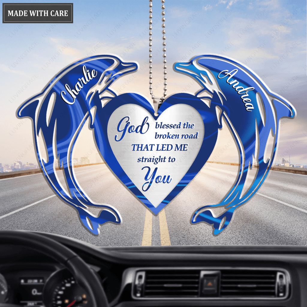 Love Dolphin Couple God Blessed Personalized Ornament