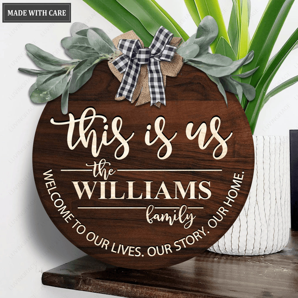 Personalized This Is Us Welcome To Our Lives Bow Door Hanger