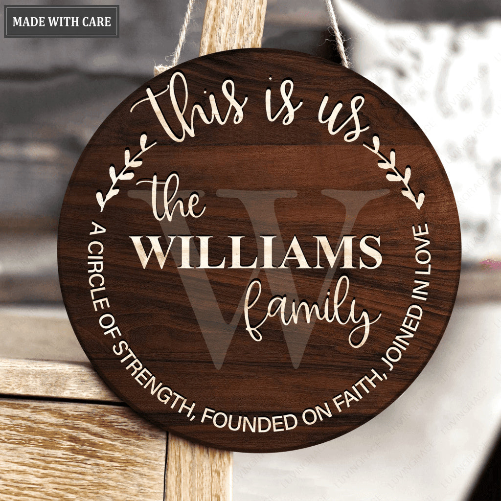 This Is Us Personalized Round Wood Sign