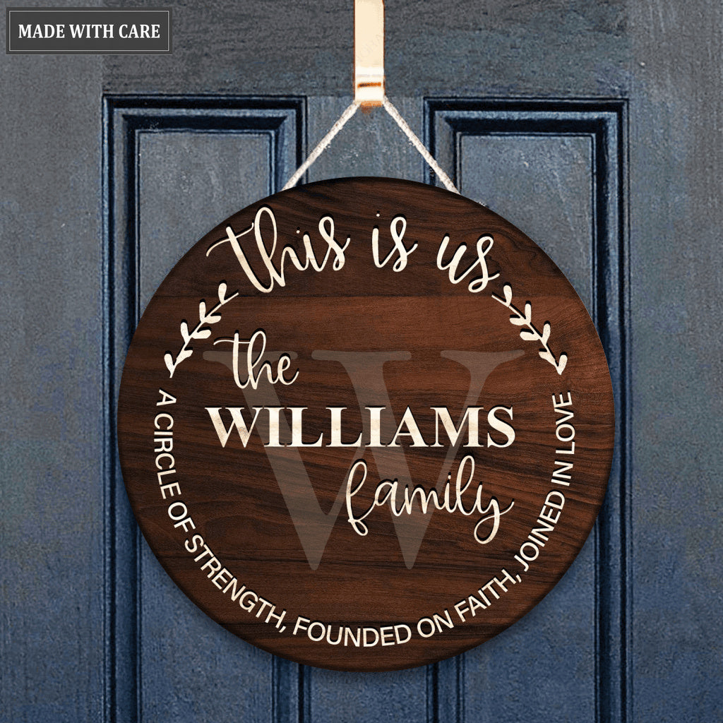 This Is Us Personalized Round Wood Sign